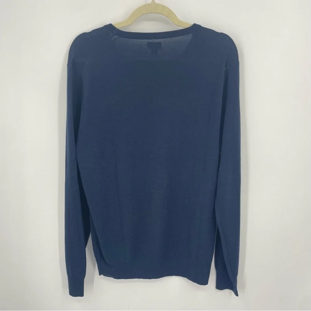 J Crew Machine-washable merino‎ wool-blend crewneck sweater AP638 navy blue Sz L